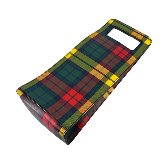 BAEKGAARD Wine Carrier Tote Bag Caddy with Magnetic Handle Plaid Holiday - Picture 8 of 8